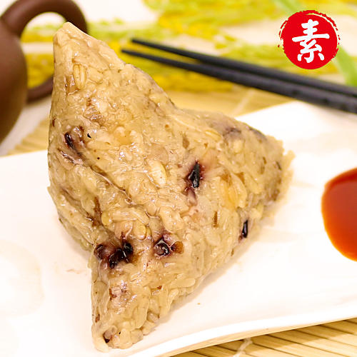 【預購商品 出貨需3-5天】【陳媽媽】巴掌南瓜素粽6顆+五穀高纖大滿足養生素肉粽6顆♒️90B016